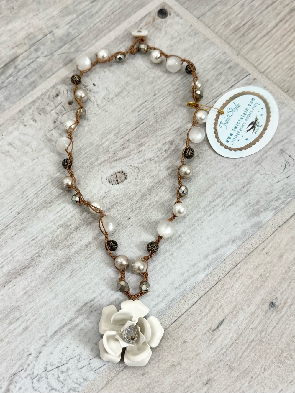 Flower Bead Twist Style Handcrafted Artisan Necklace